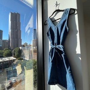 Universal thread Small denim sleeveless dress with belt